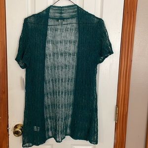 Shear, dark green, short sleeved, sweater overlay. Brand new.  Coldwater Creek.